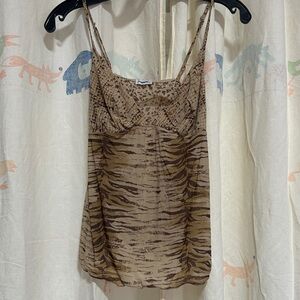 Women's Brown Tiger Print Sleep Slip Top M